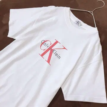 캘빈클라인 진 반팔 티셔츠 화이트 빅 로고 빈티지 구제 의류 L