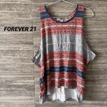 FOREVER 21 스트라이프 패턴 탱크탑 S 기하학 패턴 동양인
