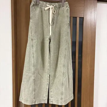 LEPSIM 카키 와이드 팬츠 허리밴딩