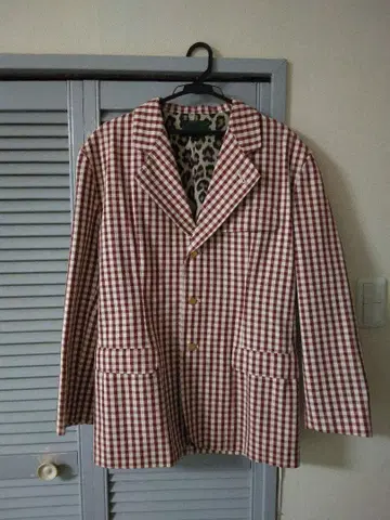 레어 JUNIOR GAULTIER 골티에 깅엄 체크 패턴 자켓 레오파드