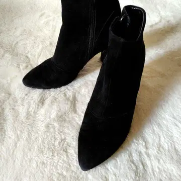 컨디션 최상 Popita doro 블랙 스웨이드 부츠 라메 23cm