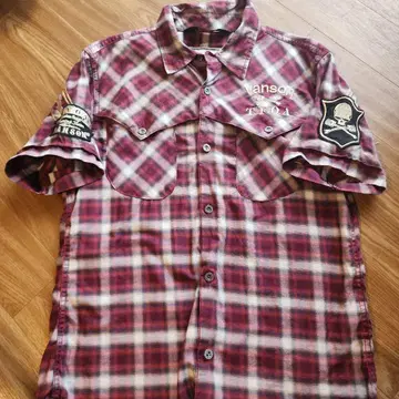 vanson/T.F.O.A 빨간색 체크 반팔 셔츠 L