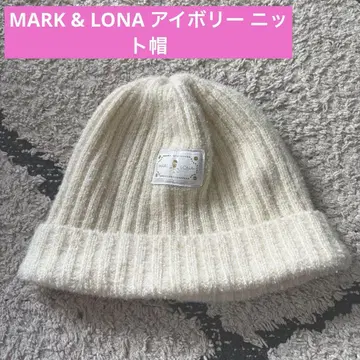 MARK & LONA 아이보리 니트 모자 골프 귀여운