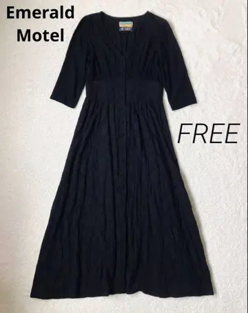에메랄드 모텔 전체 레이스 롱 원피스 코튼 블랙 원피스