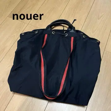 nouer 블랙 레드 스트랩 토트백