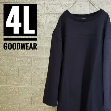 Goodwear 초 빅 사이즈 구제 의류 7부 소매 T셔츠 네이비 4L