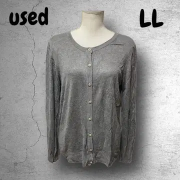 2123 [ used ] 가디건 얇은 소재 비쥬 버튼 그레이 LL XL
