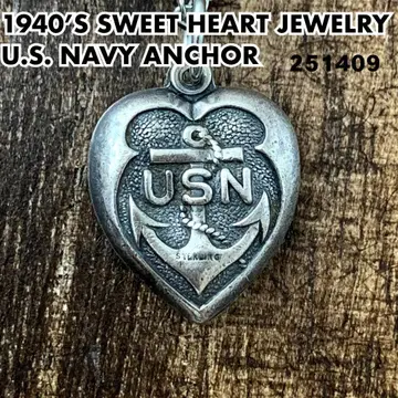 스위트하트 주얼리 USN 닻 해군 실버 빈티지 목걸이