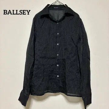 [ 볼지 ] BALLSEY 스트라이프 실크 혼방 긴팔 셔츠 블랙 M 상당