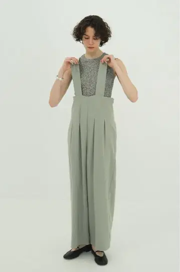 [ CLANE ] HIGH WAIST SUSPENDER PANTS