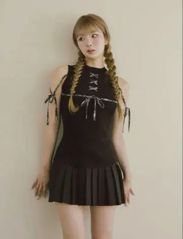 도킹 레이스업 미니 원피스
