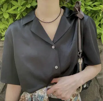 enof 새틴 셔츠 블랙