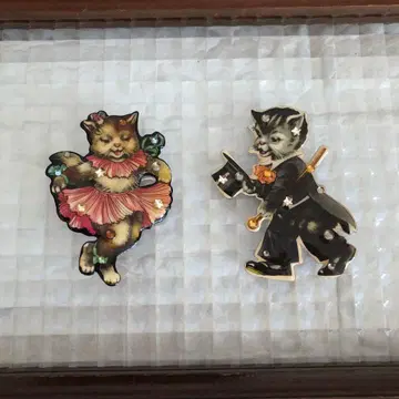 고양이 네코 브로치 데코파쥬