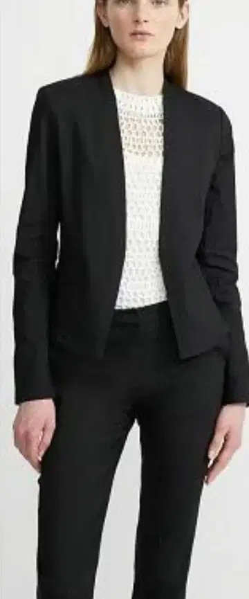 새상품급 띠어리 노카라 팬츠 셋업 다크 네이비 울