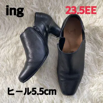 ing 블랙 부티 천연 가죽 23.5EE 힐 5.5cm