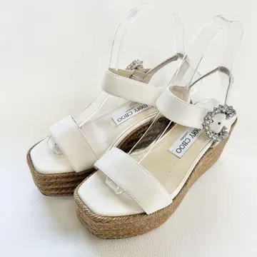 JIMMY CHOO 2022 웨지솔 샌들 비쥬 화이트