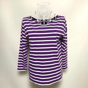 르 미노르 긴팔T셔츠 보라색과 화이트 스트라이프 프랑스제