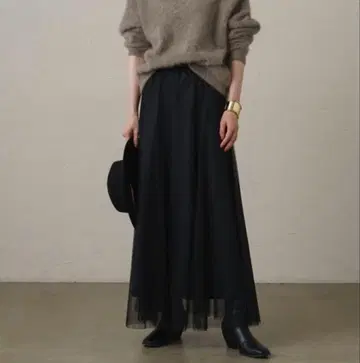 24AW [라운지 드레스] 튤 플레어 스커트 2way 블랙