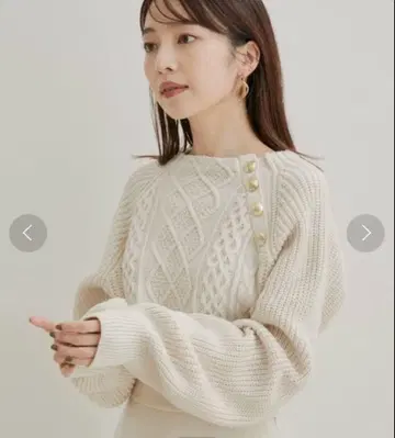 ViS 메탈 버튼 케이블 니트 스웨터 풀오버 아이보리