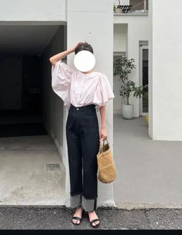 하이웨스트 롤업 데님 블랙