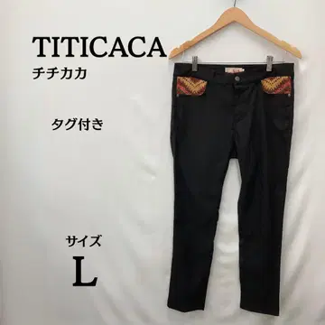 택 포함 새상품 TITICACA 자수 포켓 캐주얼 팬츠 L 블랙
