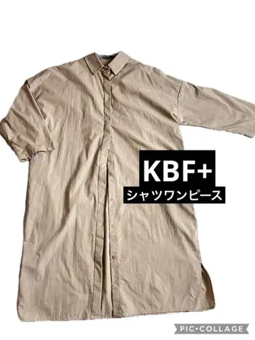 KBF+ KBF 베이지 셔츠 원피스 7부 소매