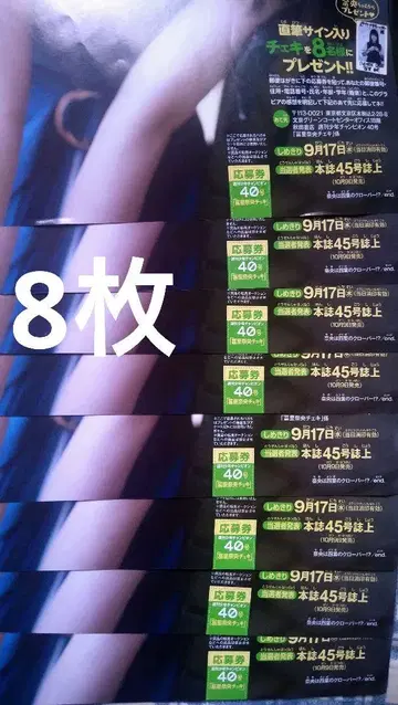 소년 챔피온 40호 토미사토 리나 친필 사인 폴라로이드 선물 응모권 8매