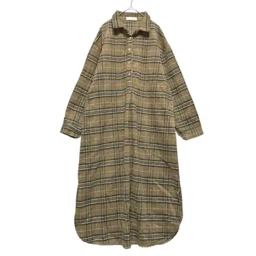 기모 롱 셔츠 원피스 브라운 [ XL ] 체크 두꺼운 소재