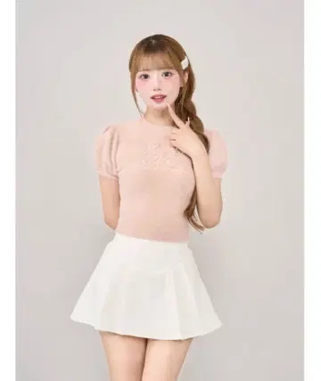 다리치 darich 팬시 비즈 DD 로고 니트탑 핑크 PNK