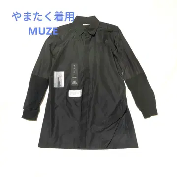 MUZE 야마타쿠 착용 블랙 나일론 셔츠 절개