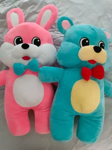 AMUFUN 레트로 메모리즈 봉제 인형 2세트 토끼 곰돌이