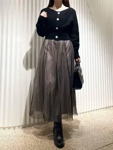 [ 새상품급 ] 2024AW SNIDEL 가디건 x 샤샤 스커트 세트