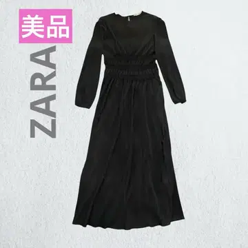 [ 새상품급 ] ZARA 총 플리츠 셔링 롱 원피스 M 블랙