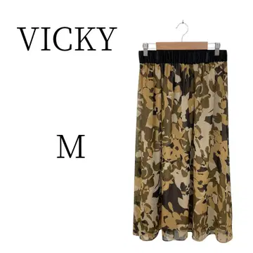 VICKY 비키 베이지 계열 롱 플레어 스커트 M