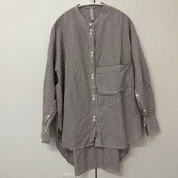 sirone(시로네) 베이지 스트라이프 긴팔 셔츠