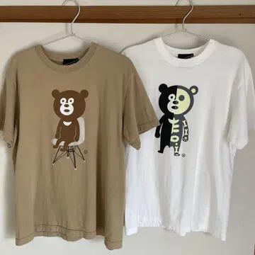 빔즈 원더베어 티셔츠 남성용 M 사이즈 2장 세트 곰 프린트
