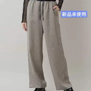HIROKO KOSHINO 스트라이프 새틴 와이드 팬츠
