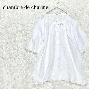 샹브르 드 샴 린넨 블라우스 자수 5부 소매 라운드넥