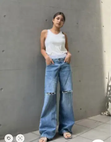 ALEXIA STAM 레이어드 데님 가공 데님 라이트 블루