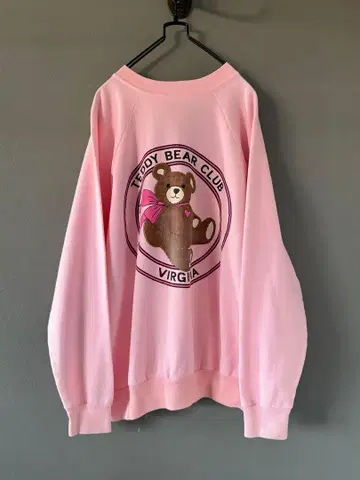 구제 의류 빈티지 70s USA L 곰 베어 하트 맨투맨 레어 새상품급