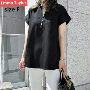 엠마 테일러 이지케어 펄 버튼 키넥 블라우스 F 블랙