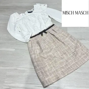 새상품급 Misch Masch 레이스 상의 체크 무늬 원피스