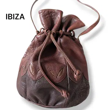 IBIZA 이비자 숄더백 복조리 파우치 가죽 브라운 패치워크