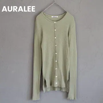 AURALEE 코튼 리브 가디건 카키