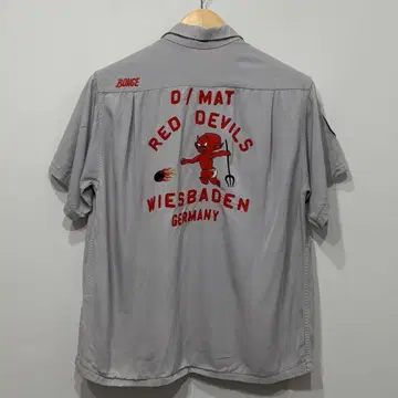 레어 50s VAN HEUSEN RED DEVIL 자수 볼링 셔츠