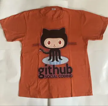 GitHub Octocat 오렌지 T셔츠 L 사이즈