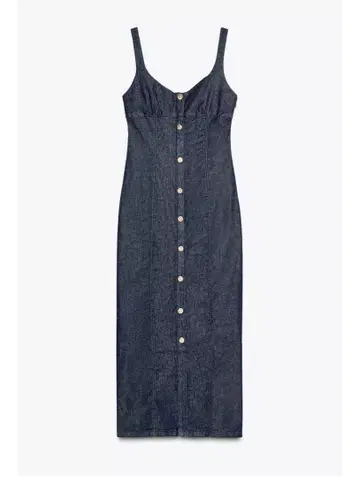 택 포함 새상품 ZARA 데님 미디 스트랩 원피스