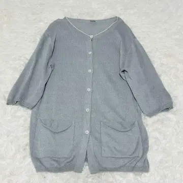 마가렛호웰 린넨실크 혼방 가디건 스카이블루 7부 기장