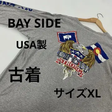BAY SIDE 긴팔 T셔츠 USA제 백 프린트 XL #2274