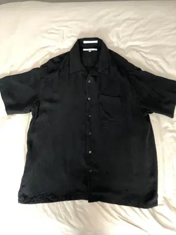 90s PERRY ELLIS 블랙 반팔 셔츠 실크 100% XL